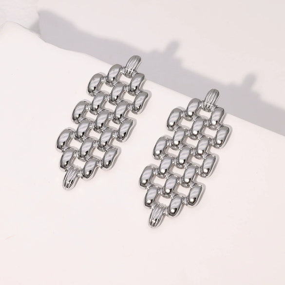 Wholesale Geometric Hollow Stainless Steel Earrings With Electroplating For Women Exaggerated And High Sense Non Fading