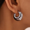 Wholesale Geometric Hollow Stainless Steel 18K Gold Plated Women's Earrings