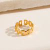 Wholesale Geometric Hollow Stainless Steel Ring For Women With Gold Plating