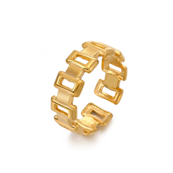 Wholesale Geometric Hollow Stainless Steel Ring For Women With Gold Plating