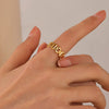 Wholesale Geometric Hollow Stainless Steel Ring For Women With Gold Plating