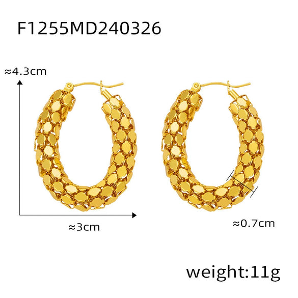 Wholesale Geometric Hollow Ushaped Electroplated Titanium Steel Earrings For Women