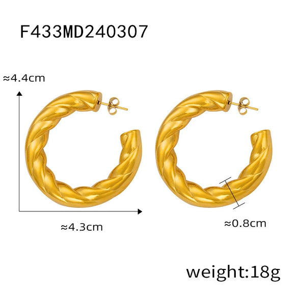 Wholesale Geometric Hollow Ushaped Electroplated Titanium Steel Earrings For Women