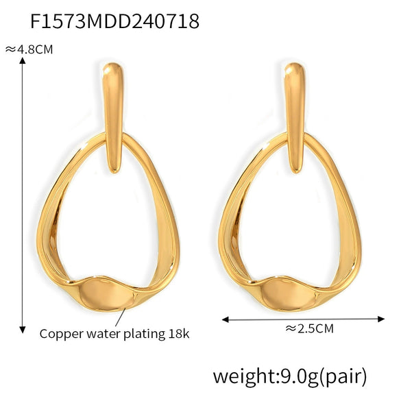 Wholesale Geometric Hollow Water Drop Earrings Copper Material Electroplated Gold For Women