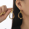 Wholesale Geometric Hollow Water Drop Earrings Copper Material Electroplated Gold For Women