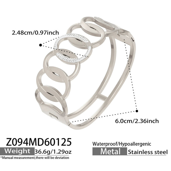 Wholesale Geometric Hollowout Microinlaid Zircon Stainless Steel Goldplated Bracelet Elegant Jewelry