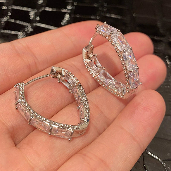 Wholesale Geometric Hoop Earrings For Women Copper Inlaid With Zircon
