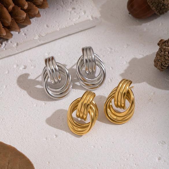 Wholesale Geometric Hoop Earrings For Women Stainless Steel Pvd Furnace Vacuum Real Gold Plated Jewelry