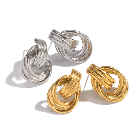 Wholesale Geometric Hoop Earrings For Women Stainless Steel Pvd Furnace Vacuum Real Gold Plated Jewelry