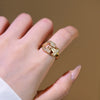 Wholesale Geometric Horseshoe Buckle Open Ring Gold Plated Copper Electroplated Unisex Women's Light Luxury Trendy Fashion