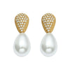 Wholesale Geometric Imitation Pearl 5A Zircon Inlaid Stainless Steel 18K Gold Plated Earrings For Women