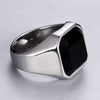 Wholesale Geometric Inlaid Imitation Gemstone Titanium Steel Casting And Electroplated Ring Unisex Jewelry