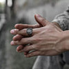 Wholesale Geometric Inlaid Imitation Gemstone Titanium Steel Casting And Electroplated Ring Unisex Jewelry