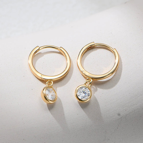 Wholesale Geometric Inlaid Single Zircon 925 Sterling Silver Drop Earrings For Women