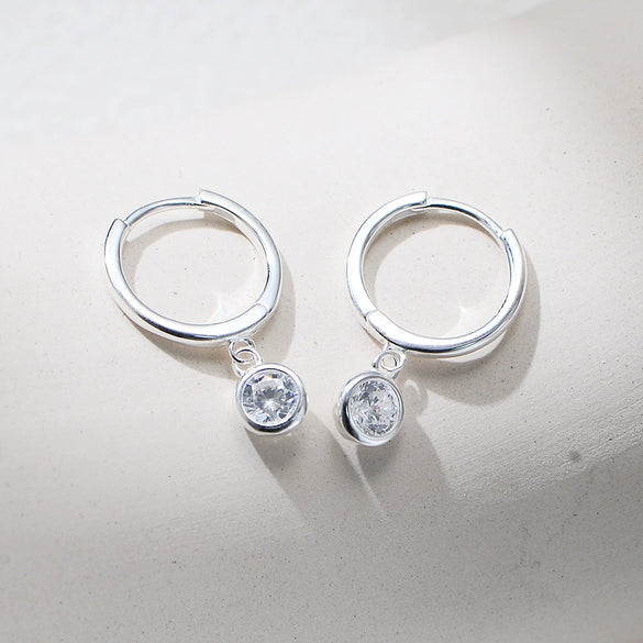 Wholesale Geometric Inlaid Single Zircon 925 Sterling Silver Drop Earrings For Women