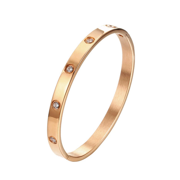 Wholesale Geometric Inlaid Zircon Titanium Steel Buckle Bracelet For Couples