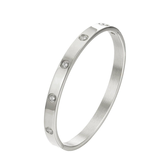 Wholesale Geometric Inlaid Zircon Titanium Steel Buckle Bracelet For Couples