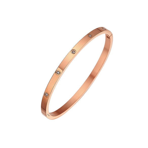 Wholesale Geometric Inlaid Zircon Titanium Steel Buckle Bracelet For Couples