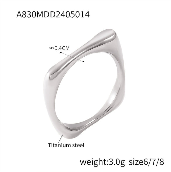 Wholesale Geometric Inlay Zircon Ring For Women Titanium Steel 18K Gold Plated French Retro Design