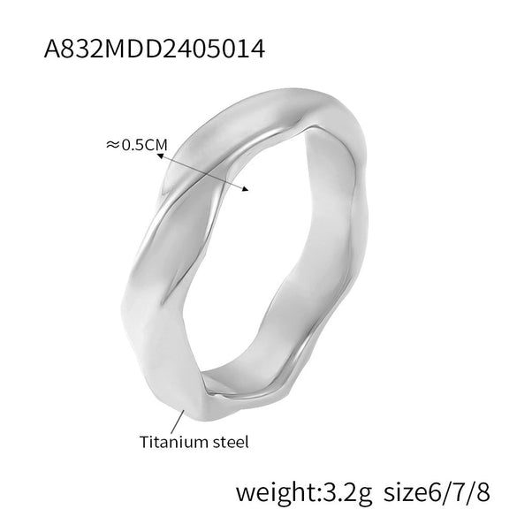 Wholesale Geometric Inlay Zircon Ring For Women Titanium Steel 18K Gold Plated French Retro Design