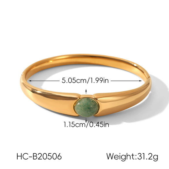 Wholesale Geometric Ins Style Electroplated Stainless Steel Bracelet With Green Aventurine And Tiger Eye Stone Jewelry Accessories