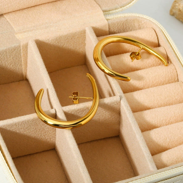 Wholesale Geometric Insushaped Curved Hook Goldplated Stainless Steel Earrings For Women