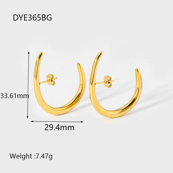 Wholesale Geometric Insushaped Curved Hook Goldplated Stainless Steel Earrings For Women