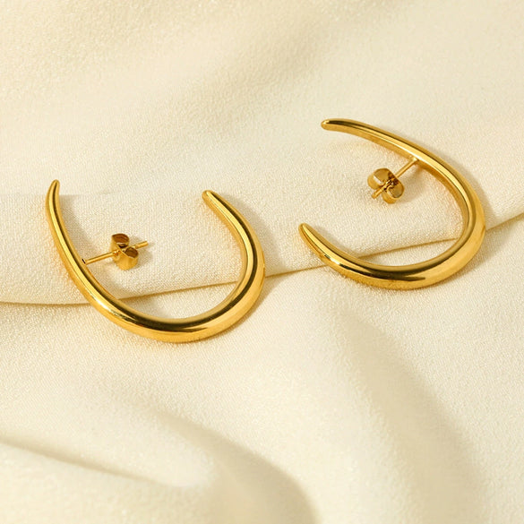 Wholesale Geometric Insushaped Curved Hook Goldplated Stainless Steel Earrings For Women