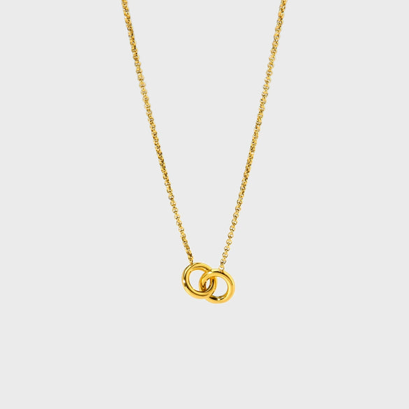 Wholesale Geometric Interlocking Plain Circle Pendant Stainless Steel 18K Gold Plated Necklace For Women