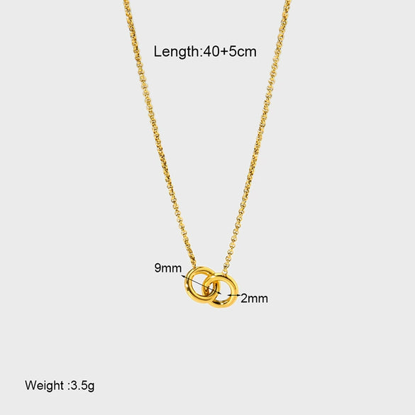 Wholesale Geometric Interlocking Plain Circle Pendant Stainless Steel 18K Gold Plated Necklace For Women
