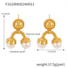 Wholesale Geometric Inverted Ushaped Imitation Pearl And 316L Stainless Steel Earrings With Electroplating For Women In Vintage Court And Light Luxury Style