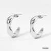 Wholesale Geometric Irregular C Ring Stainless Steel Earrings With Water Ripple Design And Electroplating For Women