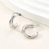 Wholesale Geometric Irregular C Ring Stainless Steel Earrings With Water Ripple Design And Electroplating For Women