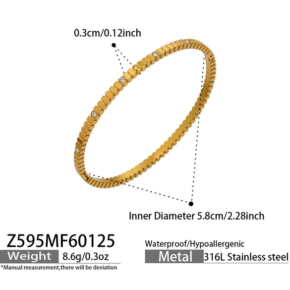 Wholesale Geometric Irregular Gear Plain Ring Bracelet With Micro Inlaid Zircon Clasp Stainless Steel 18K Gold Plated Jewelry