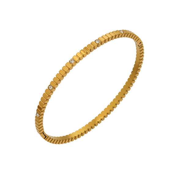 Wholesale Geometric Irregular Gear Plain Ring Bracelet With Micro Inlaid Zircon Clasp Stainless Steel 18K Gold Plated Jewelry