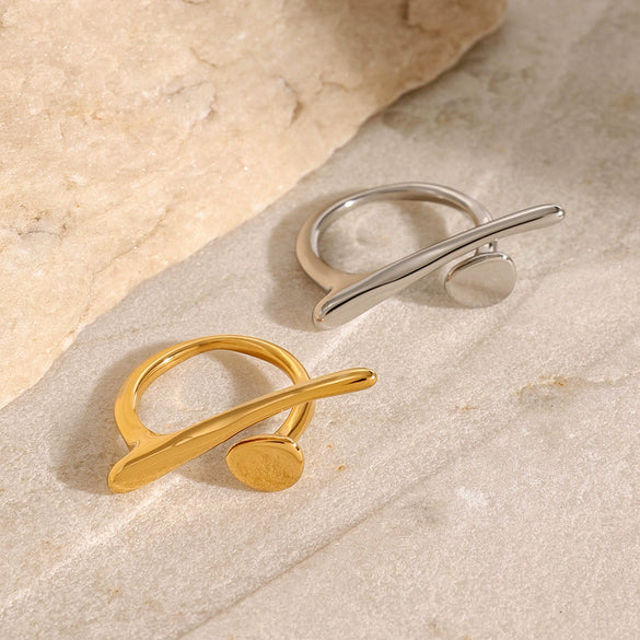 Wholesale Geometric Irregular Open Ring Stainless Steel 18K Gold Plated Jewelry For Women