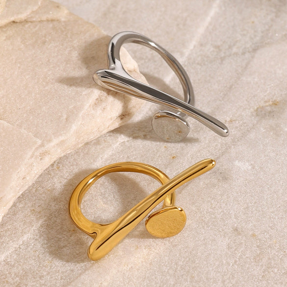 Wholesale Geometric Irregular Open Ring Stainless Steel 18K Gold Plated Jewelry For Women