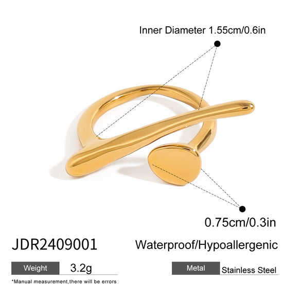 Wholesale Geometric Irregular Open Ring Stainless Steel 18K Gold Plated Jewelry For Women