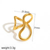 Wholesale Geometric Irregular Opening Stainless Steel Ring With Line Winding 18K Gold Non Fading Electroplated Unisex Niche Style