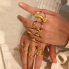 Wholesale Geometric Irregular Opening Stainless Steel Ring With Line Winding 18K Gold Non Fading Electroplated Unisex Niche Style