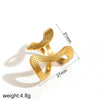 Wholesale Geometric Irregular Opening Stainless Steel Ring With Line Winding 18K Gold Non Fading Electroplated Unisex Niche Style