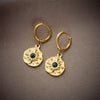 Wholesale Geometric Irregular Round Blue Diamond Sunflower Pendant Earrings Titanium Steel Electroplated For Women