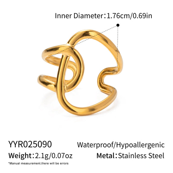 Wholesale Geometric Irregular Simple Titanium Steel Ring With Pvd Vacuum Real Gold Electroplating For Unisex