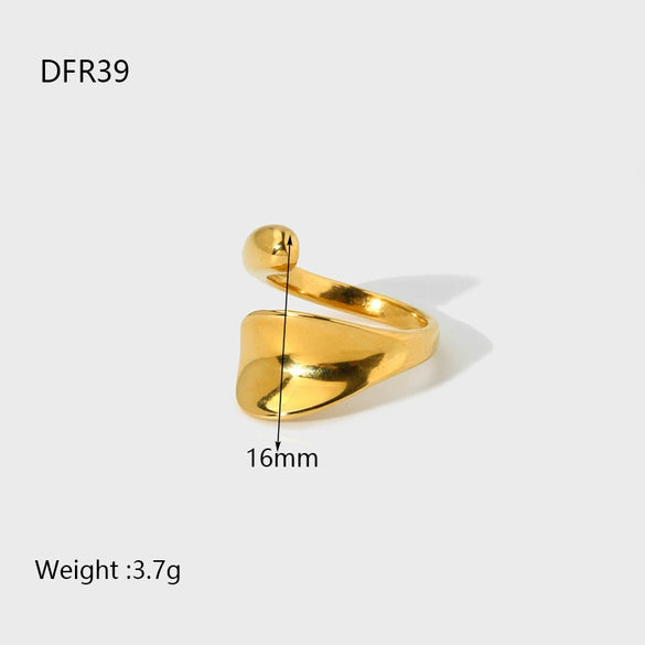 Wholesale Geometric Irregular Smooth Bypass Stainless Steel Electroplated Open Ring For Women