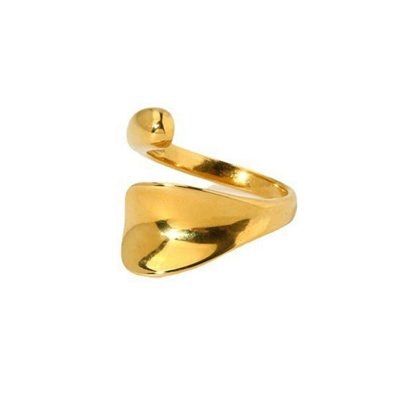 Wholesale Geometric Irregular Smooth Bypass Stainless Steel Electroplated Open Ring For Women