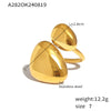 Wholesale Geometric Irregular Smooth Opening Ring In Stainless Steel With 18K Gold Plated Electroplating For Women