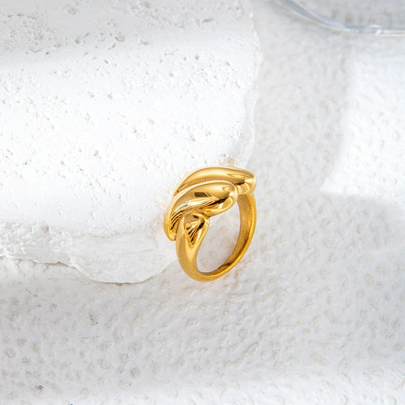 Wholesale Geometric Irregular Twist Lines Stainless Steel Ring With Electroplating For Couple Fashion Commuter Personality Accessories