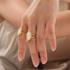 Wholesale Geometric Irregular White Seashells Ring Titanium Steel 18K Gold Plated Retro Creative Design For Women