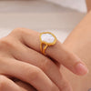 Wholesale Geometric Irregular White Seashells Ring Titanium Steel 18K Gold Plated Retro Creative Design For Women