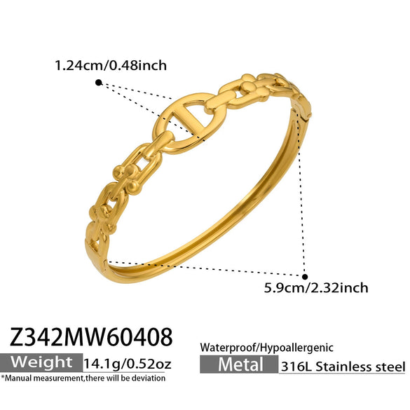 Wholesale Geometric 18K Gold Plated 316L Stainless Steel Horseshoe Buckle Bracelet For Women